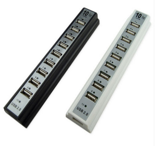 GOOJODOQ 10-Port USB 2.0 Hub with Power Adapter